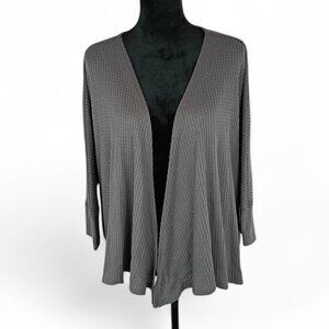 MAURICES Open Front Ribbed Cardigan 2X Gray Polyester Spandex Fall